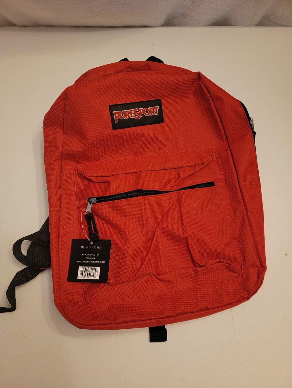 Puresport 17" 17L Red Polyester Backpack Fits 15" Laptop 2-Pocket 101-17RED